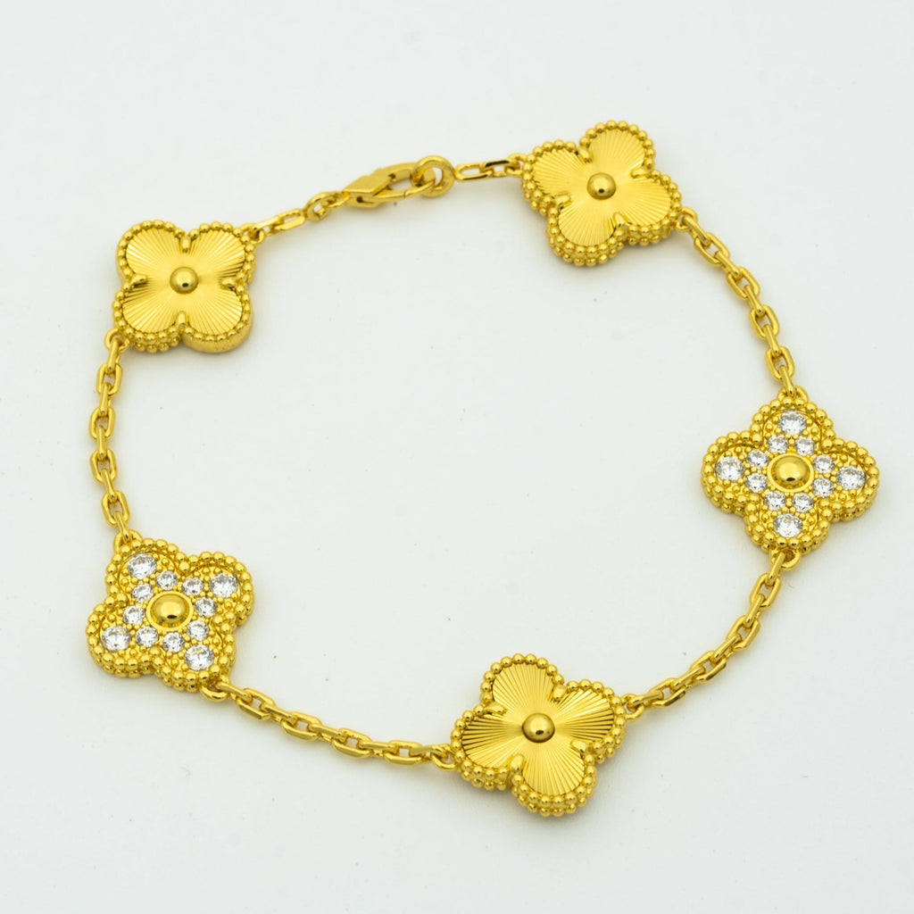 GlowCLOVER BRACELET 5 MOTIFS GOLD DIAMOND