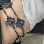 [Glow]New CLOVER 5 MOTIF BLACK BRACELET