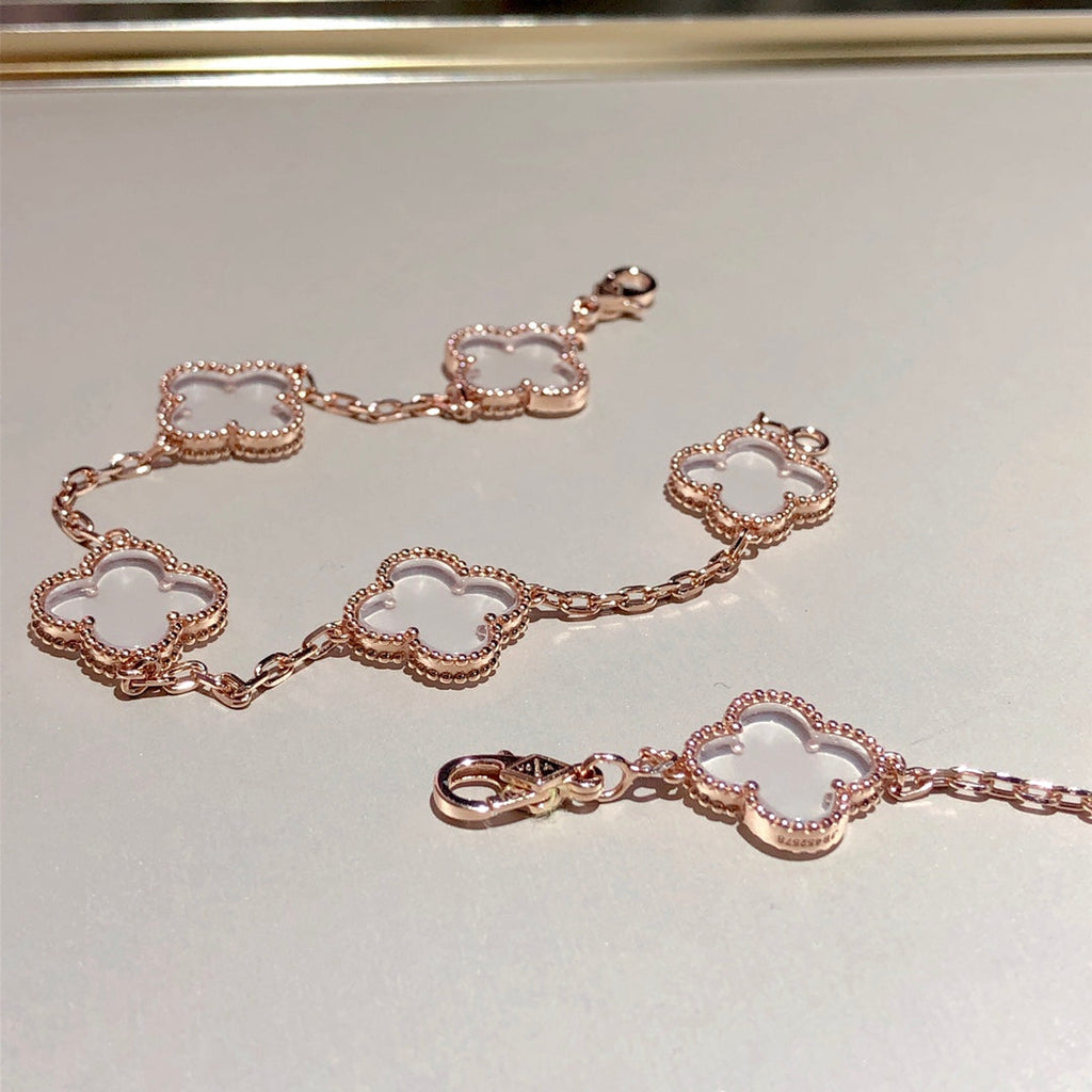 [Glow]New CLOVER 5 MOTIF ROCK CRYSTAL BRACELET
