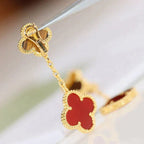 ¡®Glow¡¯CLOVER  2 MOTIF  TIGER EYE CARNELIAN EARRINGS