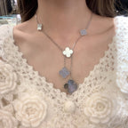 ¡®Glow¡¯CLOVER MOP CHALCEDONY NECKLACE SILVER 6 MOTIF