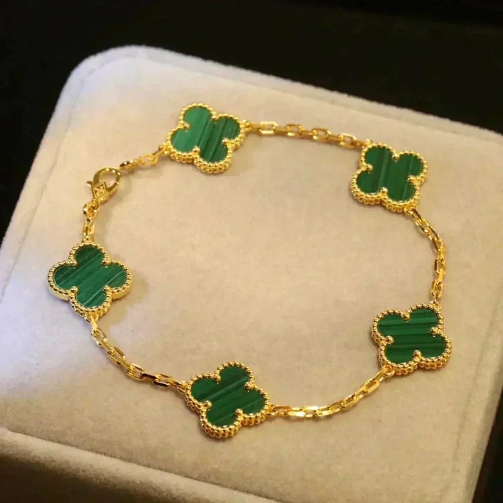 [Glow]New  CLOVER 5 MOTIF MALACHITE BRACELET COLLECTION