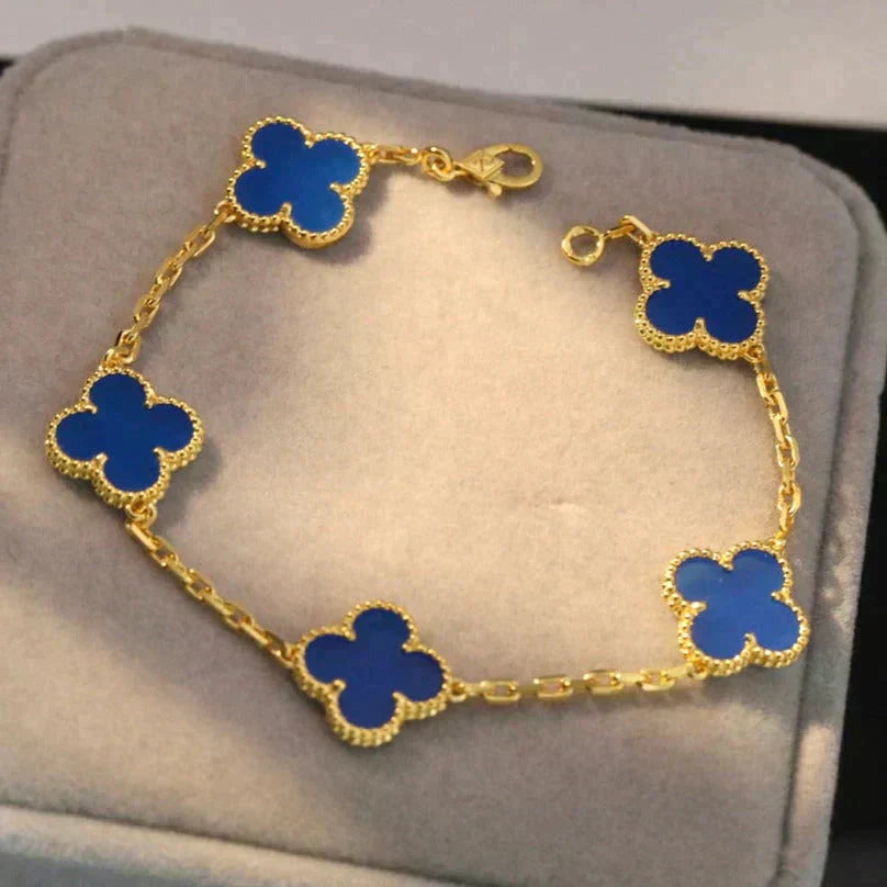 [Glow Jewelry] CLOVER 5 MOTIF BLUE AGATE BRACELET COLLECTION