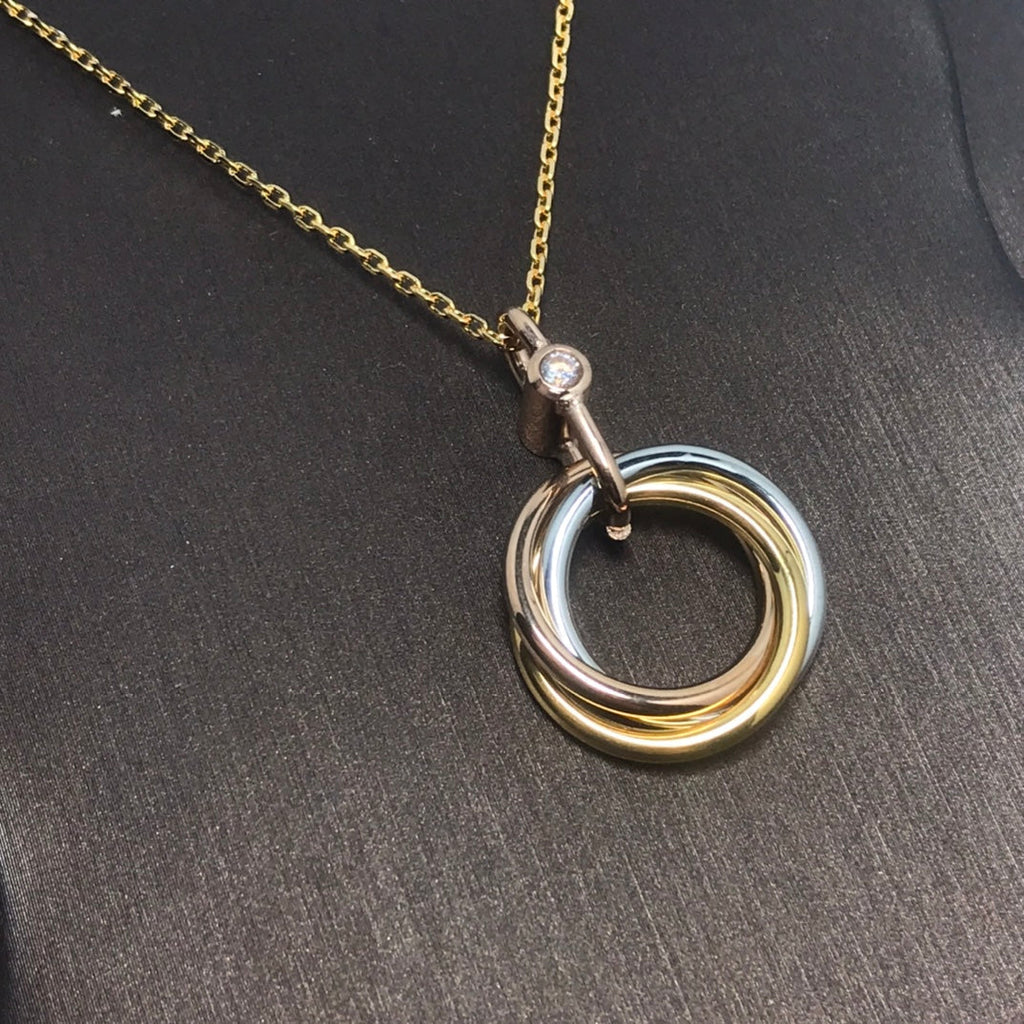 GlowTRINITY SILVER GOLD PINK GOLD NECKLACE