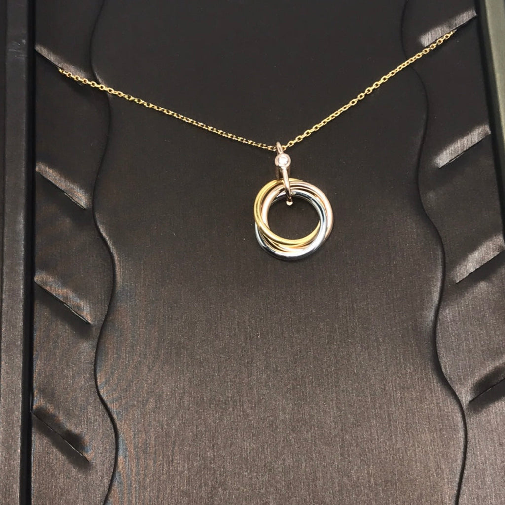 GlowTRINITY SILVER GOLD PINK GOLD NECKLACE