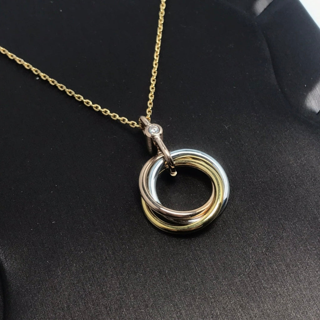 GlowTRINITY SILVER GOLD PINK GOLD NECKLACE
