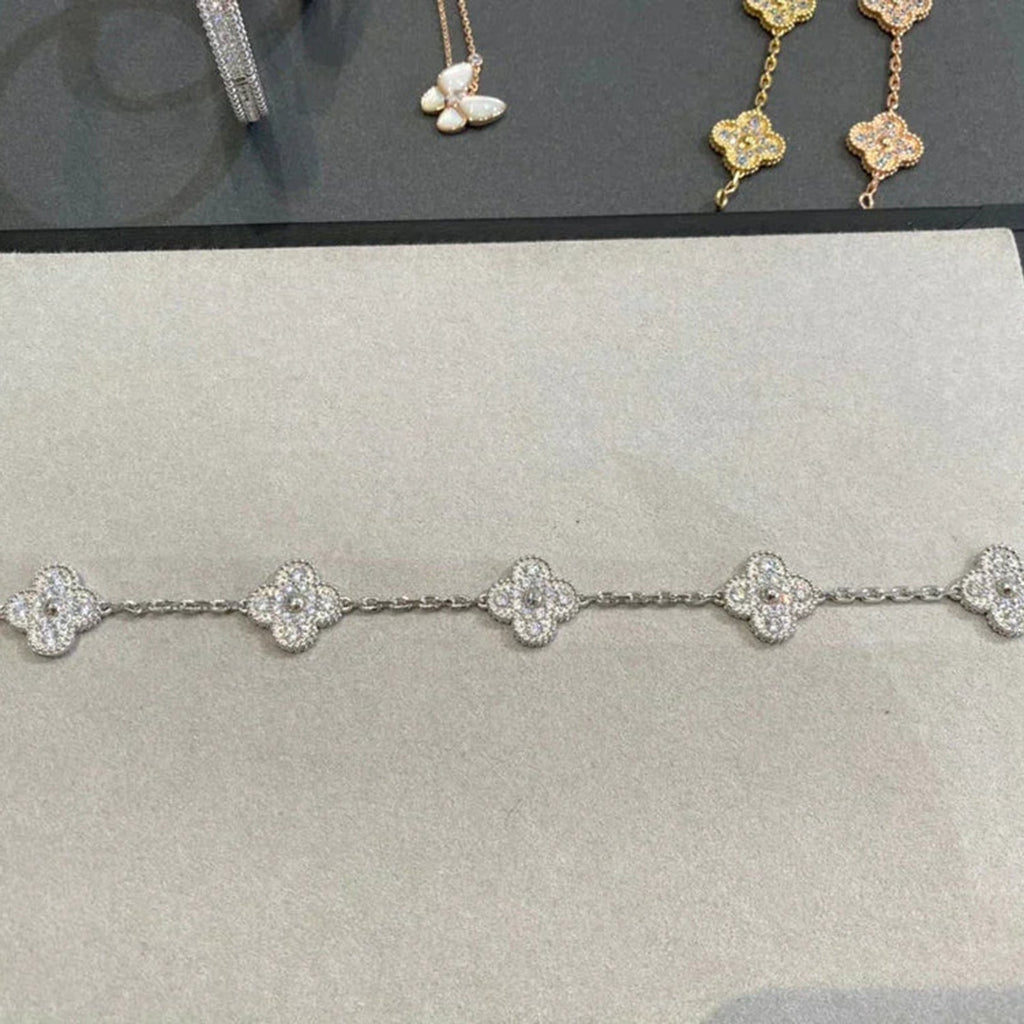 [Glow]New  CLOVER 5 MOTIF FULL DIAMOND BRACELET COLLECTION