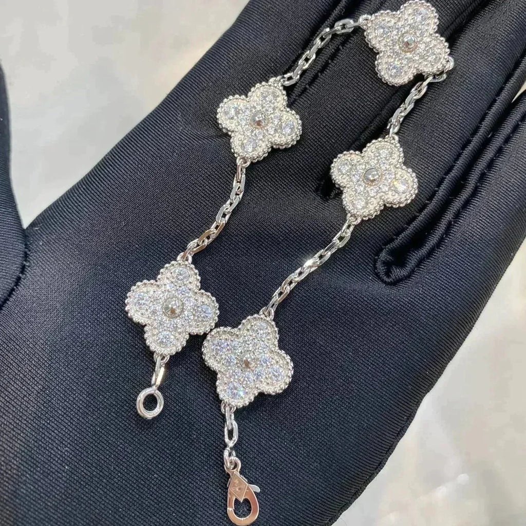[Glow Jewelry] CLOVER 5 MOTIF FULL DIAMOND BRACELET COLLECTION