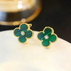 ¡®Glow¡¯CLOVER MEDIUM 1 MOTIFS MALACHITE DIAMOND EARRINGS