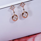 GlowSTAR AND SUN PINK GOLD MOP DROP EARRINGS