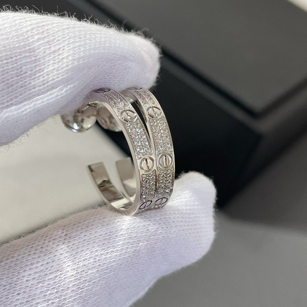 GlowLOVE DIAMOND SILVER HOOP EARRINGS