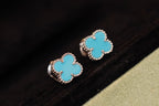 GlowCLOVER MINI TURQUOISE SILVER STUD EARRINGS