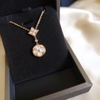 GlowSTAR AND SUN WHITE MOP 2 MOTIF PINK GOLD NECKLACE