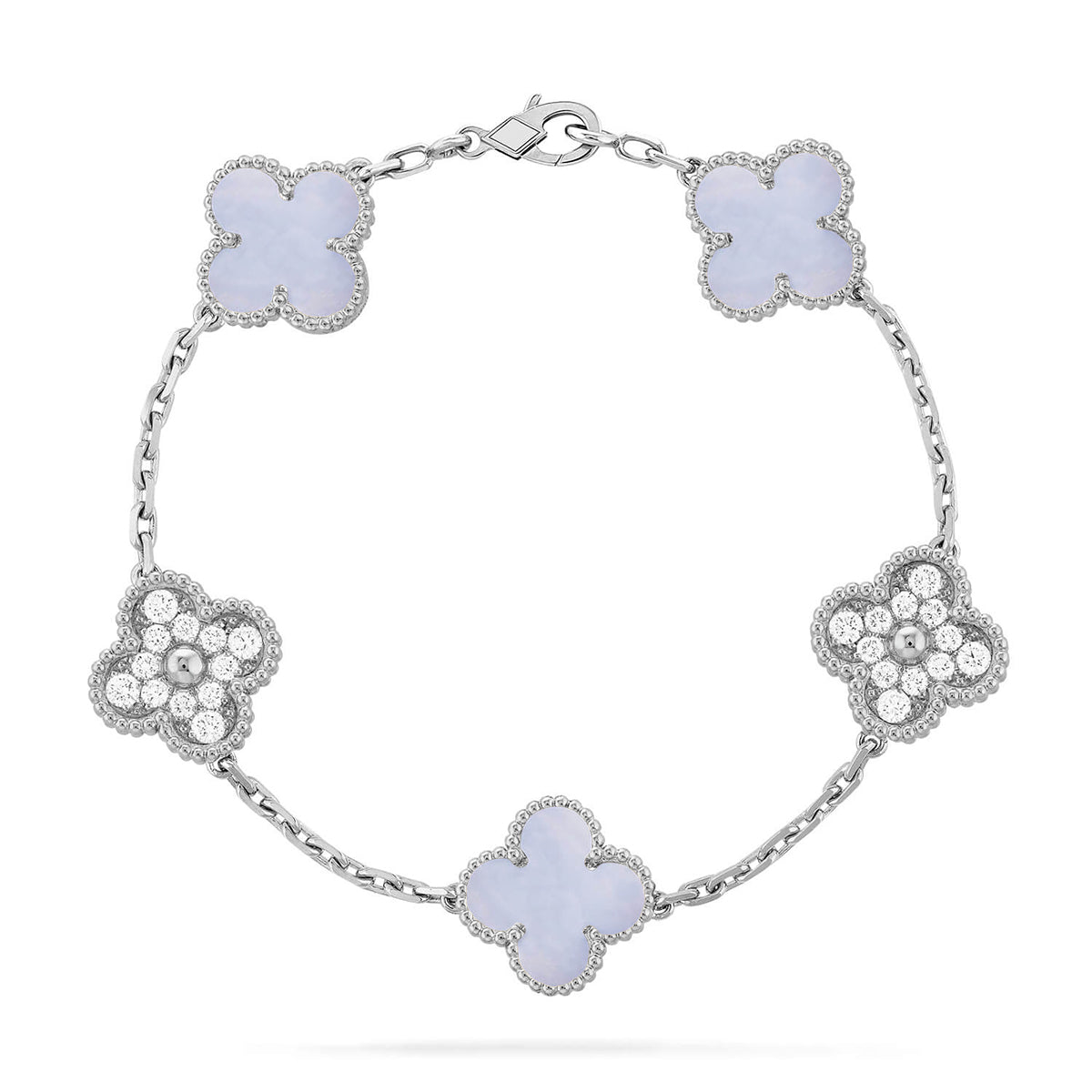 [Glow Jewelry] CLOVER 5 MOTIF PURPLE CHALCEDONY BRACELET COLLECTION