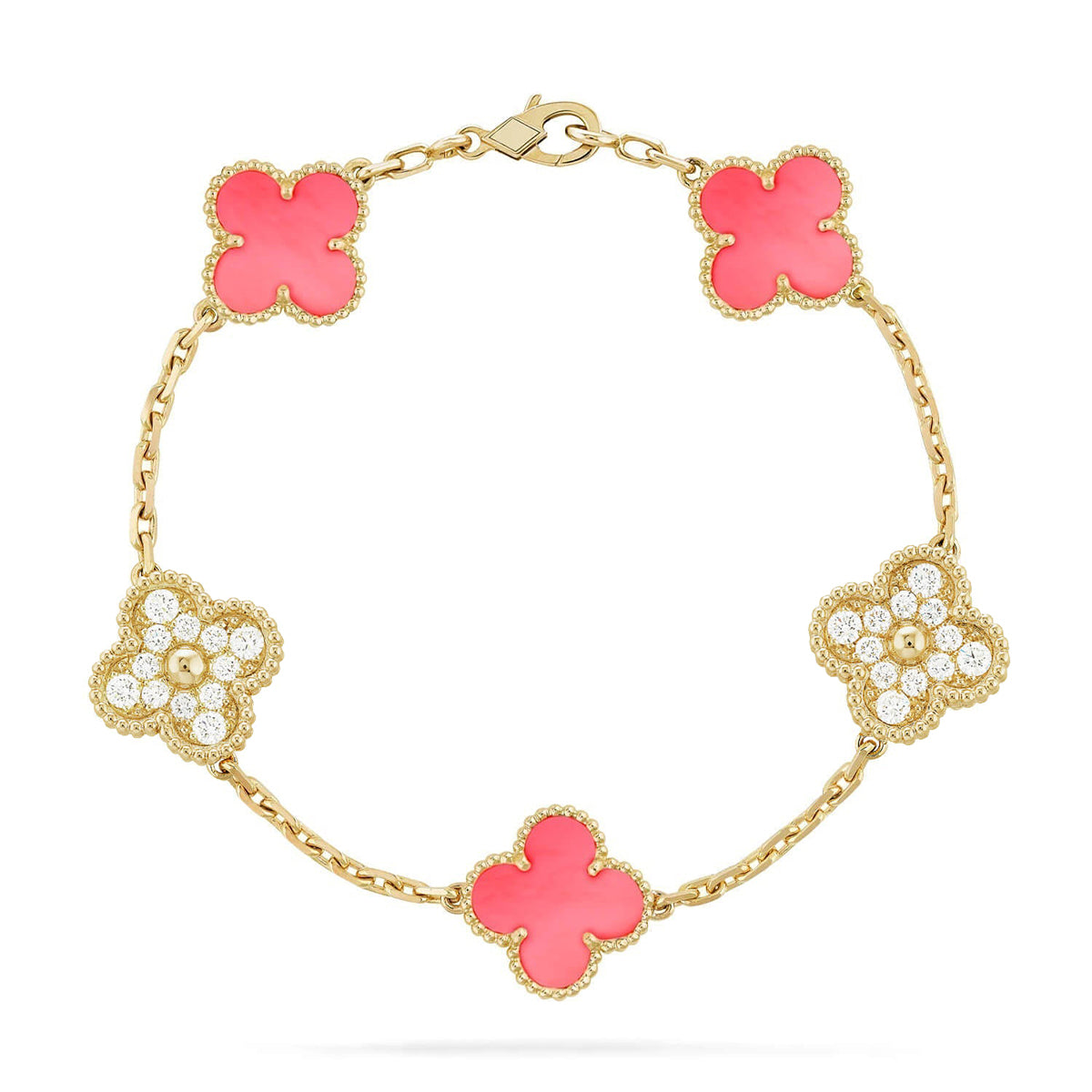 [Glow]New  CLOVER 5 MOTIFS  PINK MOP BRACELET COLLECTION