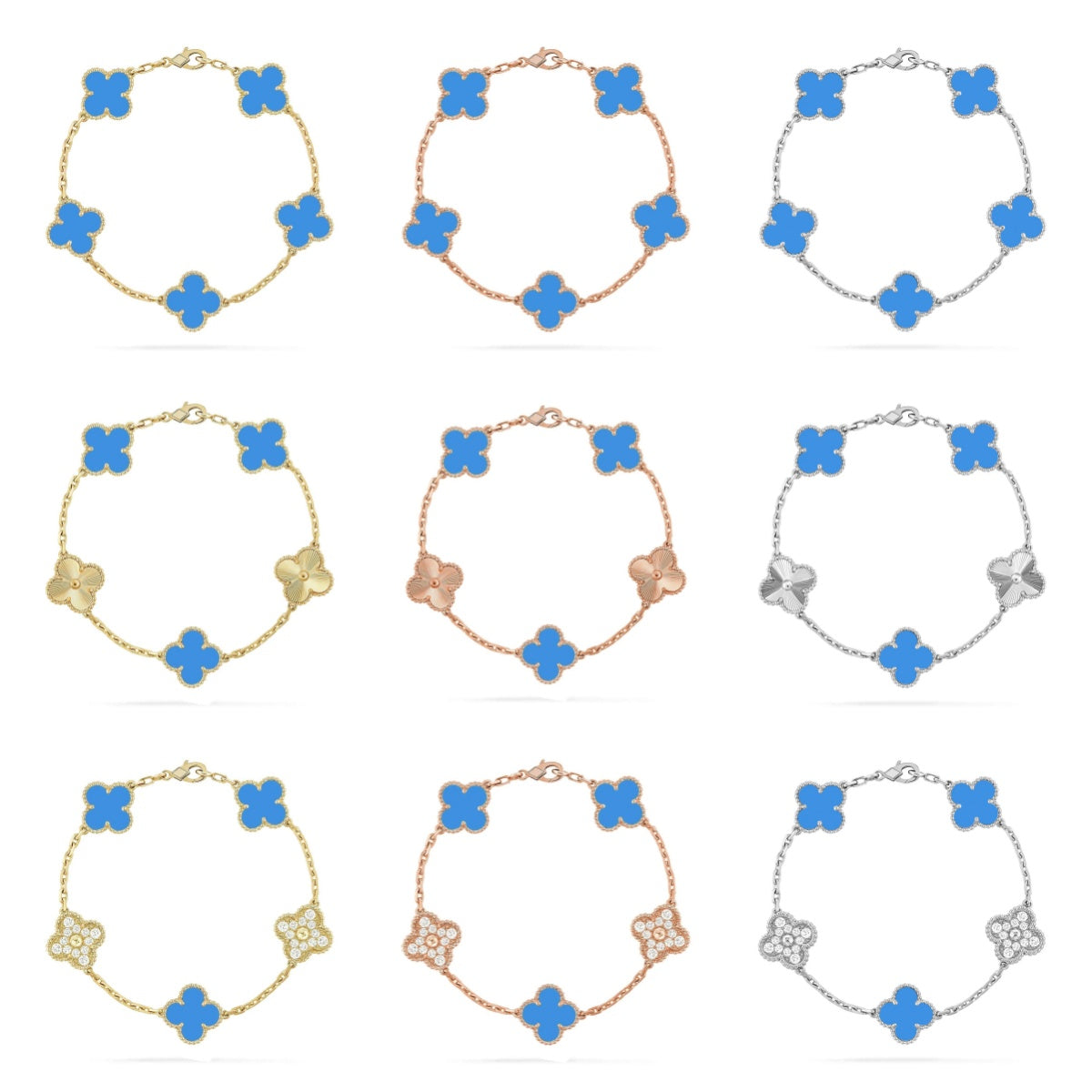 [Glow]New  CLOVER 5 MOTIF BLUE AGATE BRACELET COLLECTION