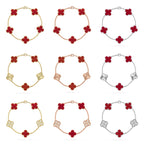 [Glow]New  CLOVER 5 MOTIF RED CORNELIAN BRACELET COLLECTION