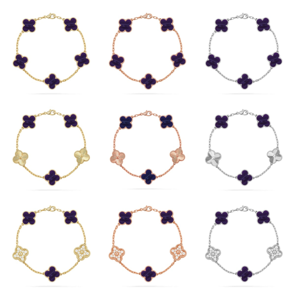 [Glow]New CLOVER 5 MOTIF PURPLE STRIPES BRACELET COLLECTION