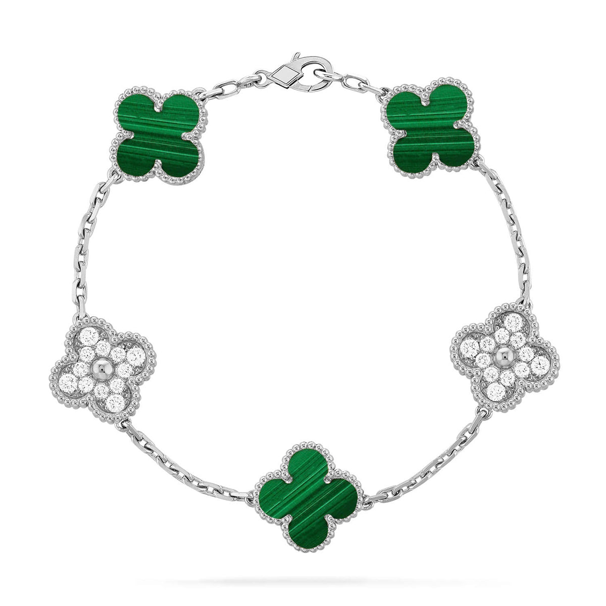 [Glow]New  CLOVER 5 MOTIF MALACHITE BRACELET COLLECTION