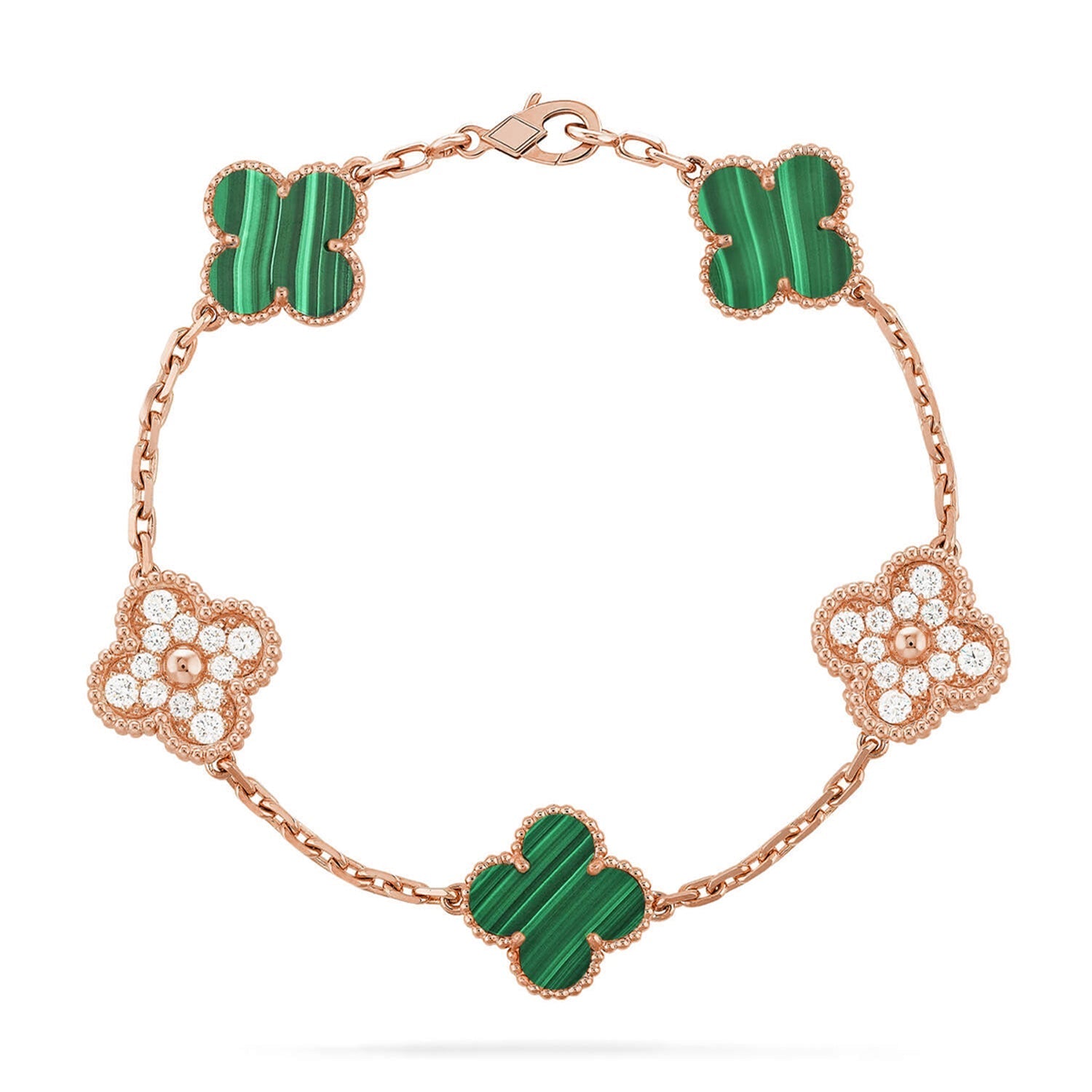 [Glow]New  CLOVER 5 MOTIF MALACHITE BRACELET COLLECTION