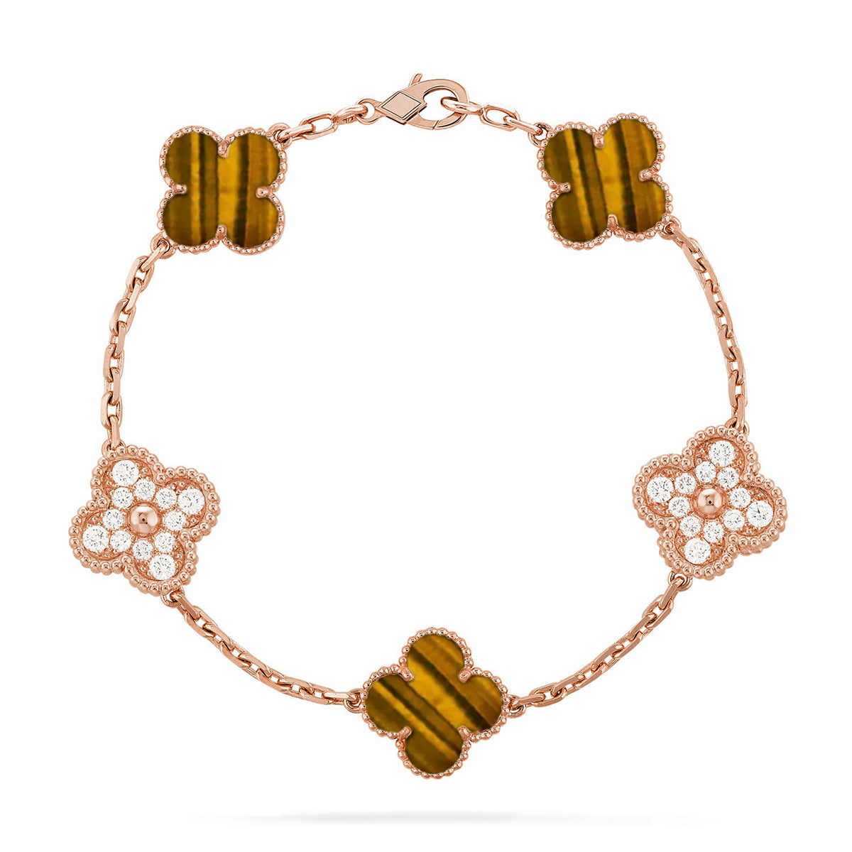[Glow]New  CLOVER 5 MOTIFS TIGER EYE BRACELET COLLECTION