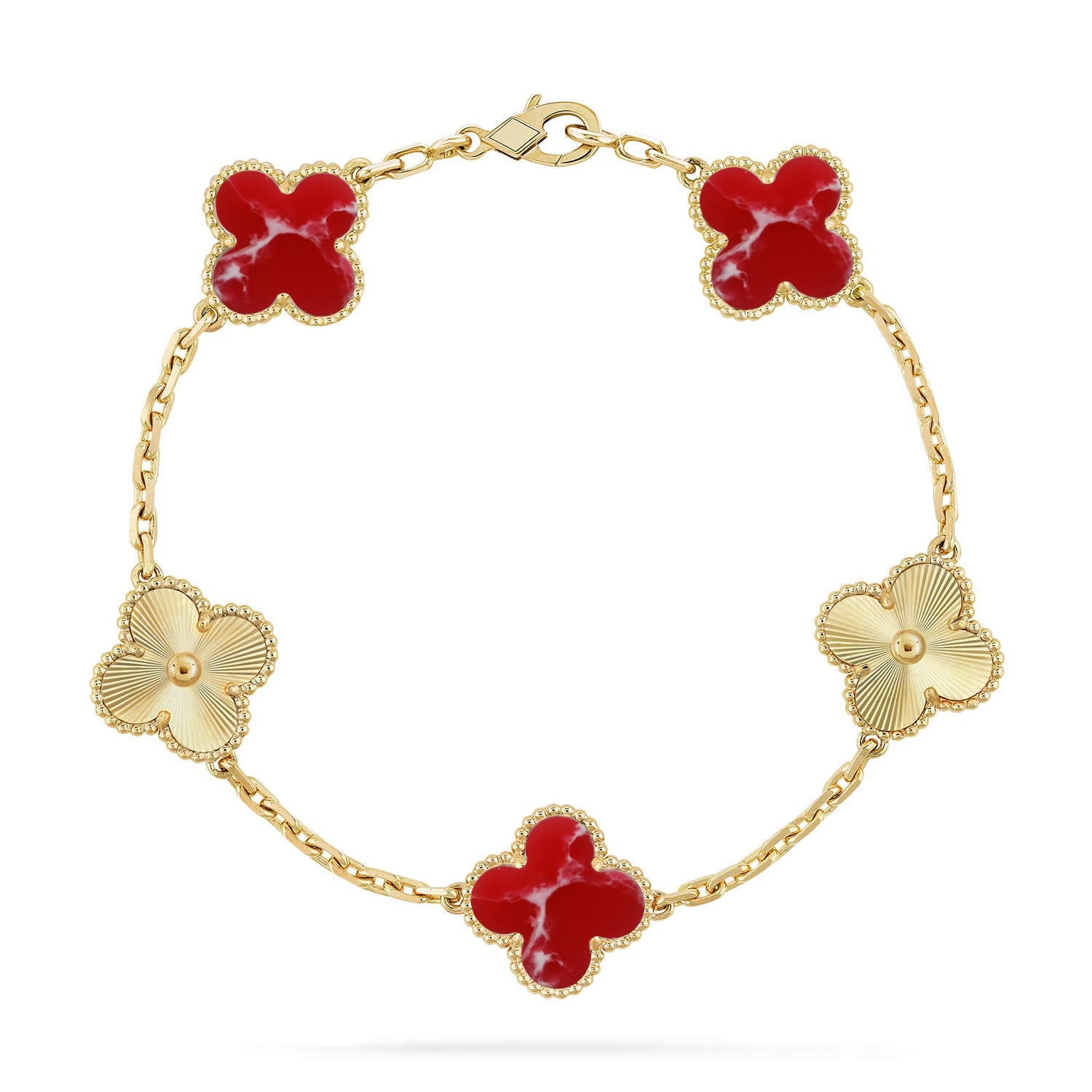 [Glow Jewelry]CLOVER 5 MOTIF RED PATTERN BRACELET COLLECTION