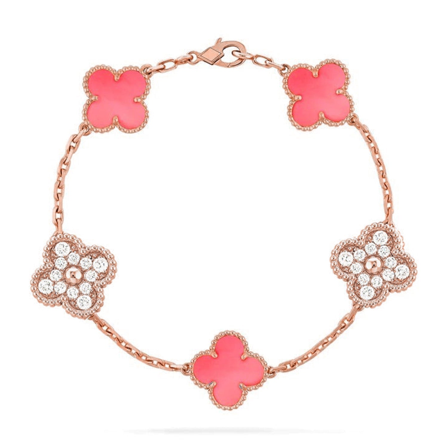 [Glow]New  CLOVER 5 MOTIFS  PINK MOP BRACELET COLLECTION