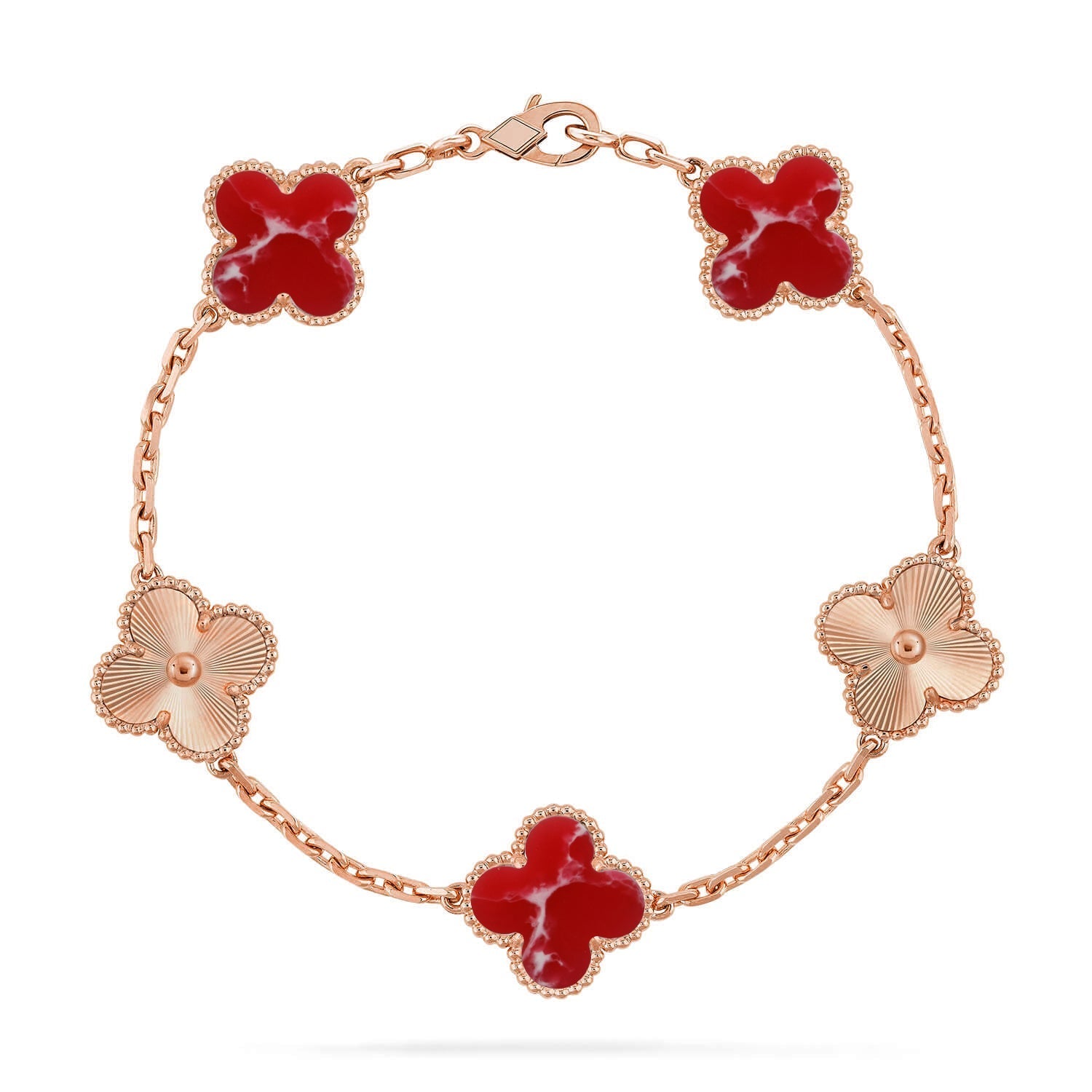 [Glow]New CLOVER 5 MOTIF RED PATTERN BRACELET COLLECTION