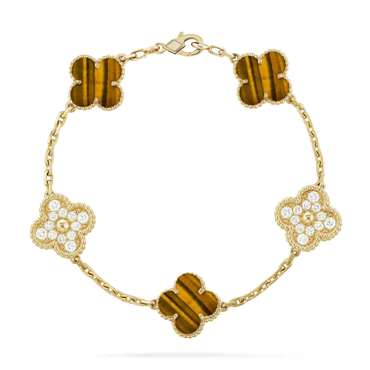 [Glow Jewelry] CLOVER 5 MOTIFS TIGER EYE BRACELET COLLECTION