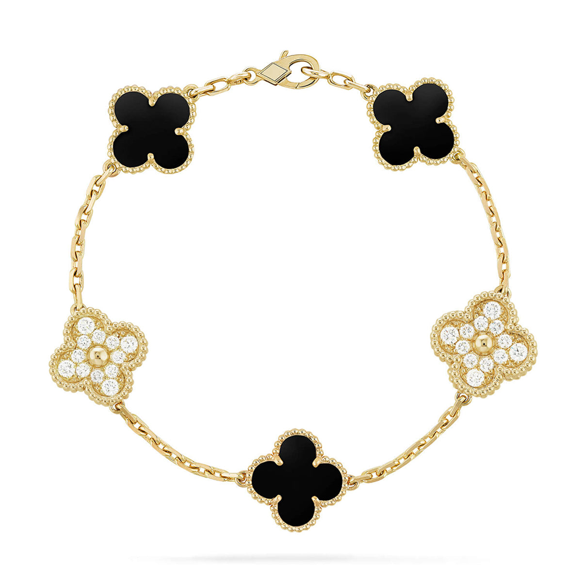 [Glow Jewelry] CLOVER 5 MOTIF ONYXS BRACELET COLLECTION
