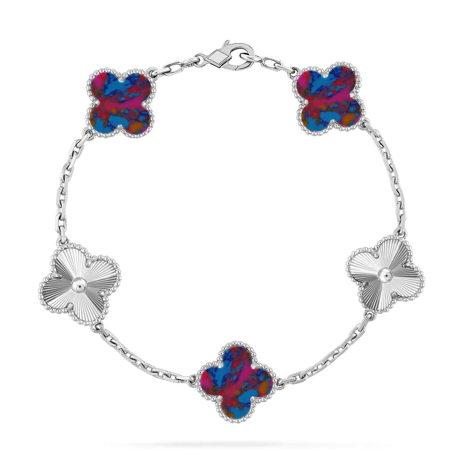 [Glow Jewelry]CLOVER 5 MOTIF COLOR GEMSTONES BRACELET COLLECTION