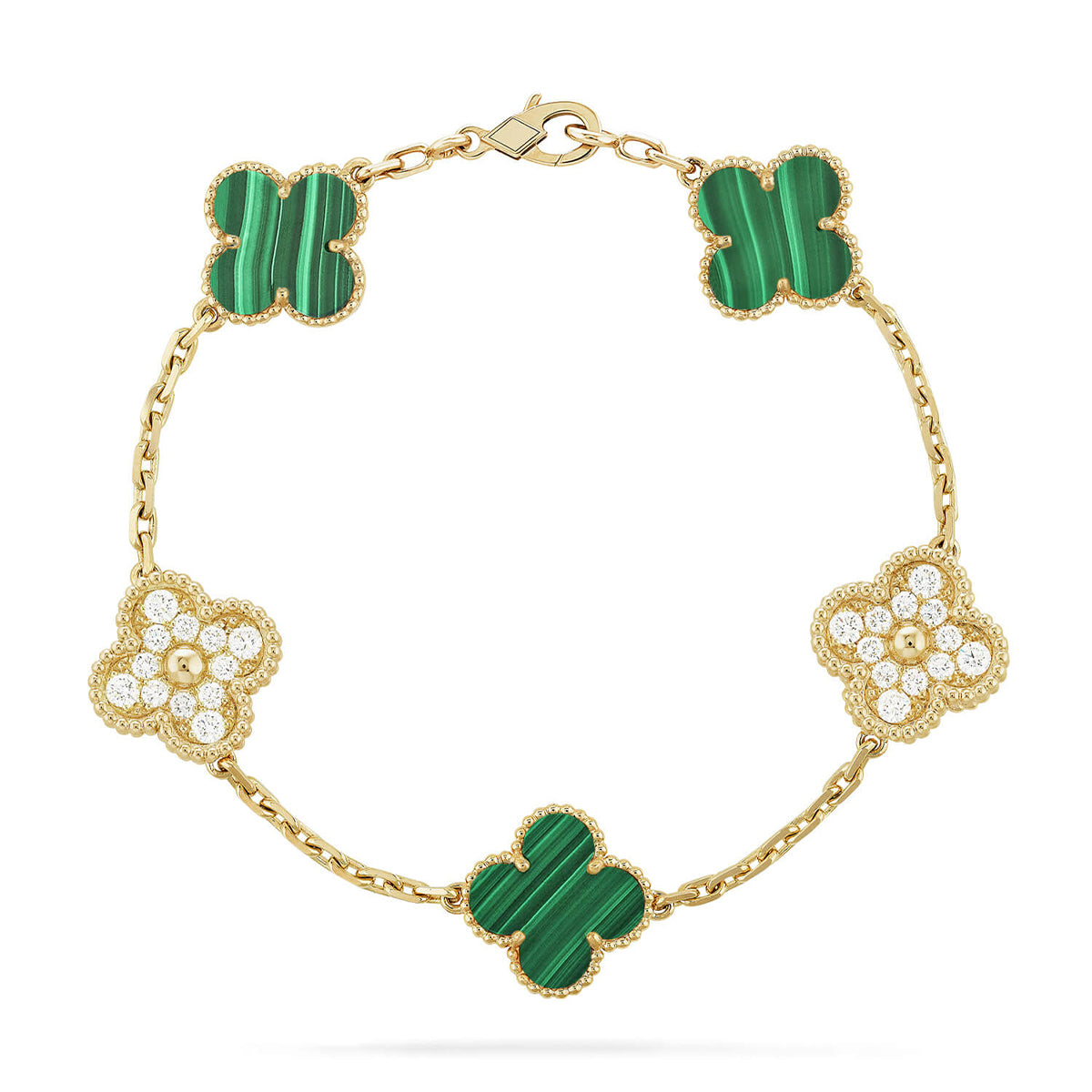 [Glow Jewelry] CLOVER 5 MOTIF MALACHITE BRACELET COLLECTION
