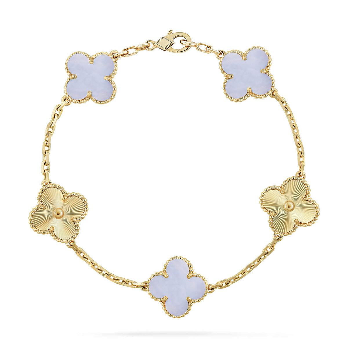 [Glow Jewelry] CLOVER 5 MOTIF PURPLE CHALCEDONY BRACELET COLLECTION