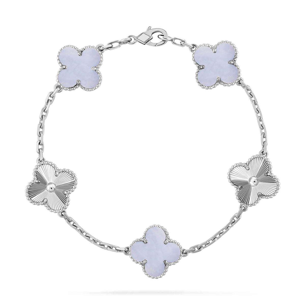[Glow Jewelry] CLOVER 5 MOTIF PURPLE CHALCEDONY BRACELET COLLECTION