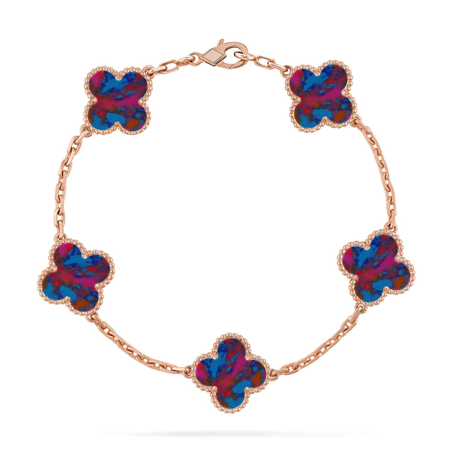 [Glow]New CLOVER 5 MOTIF COLOR GEMSTONES BRACELET COLLECTION
