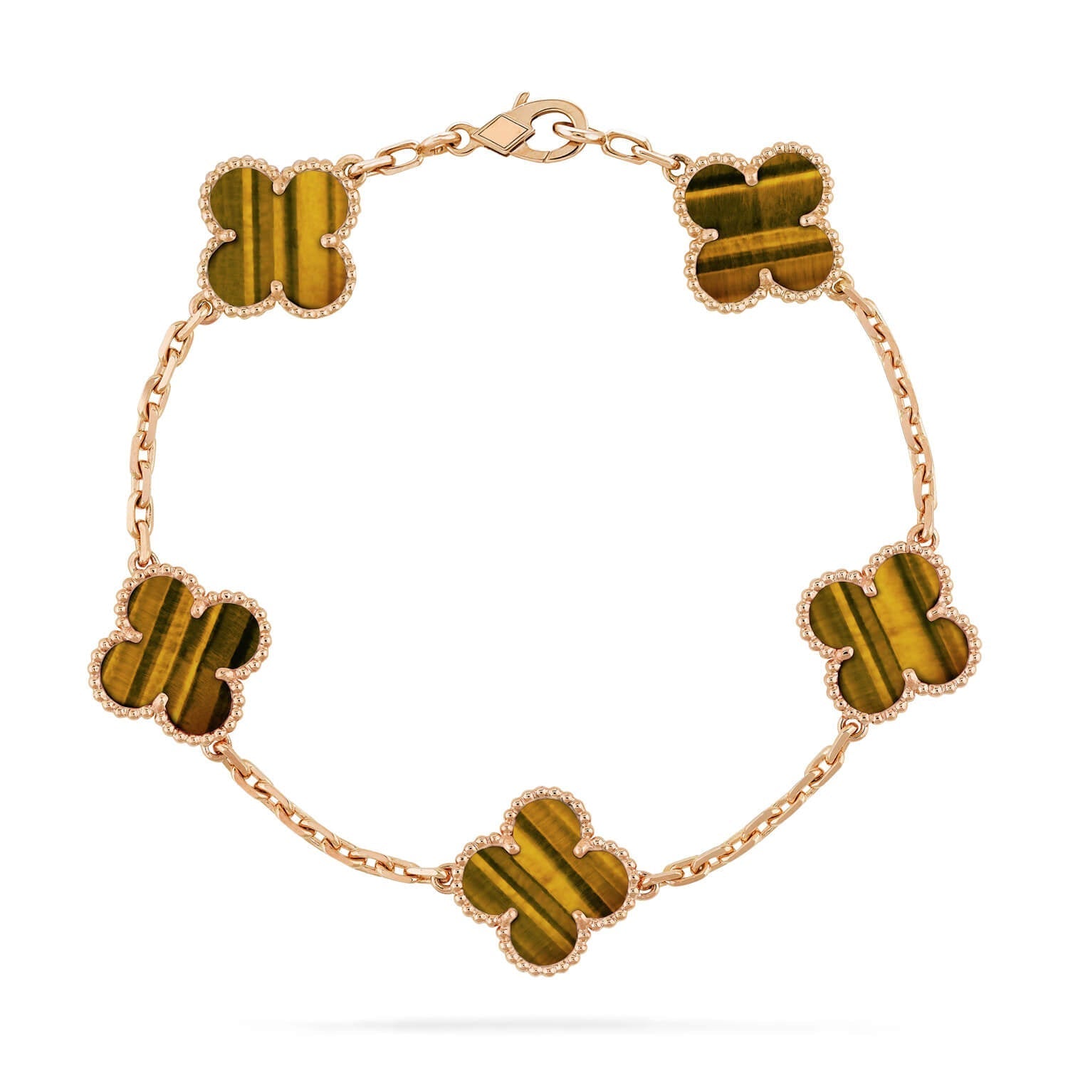 [Glow]New  CLOVER 5 MOTIFS TIGER EYE BRACELET COLLECTION