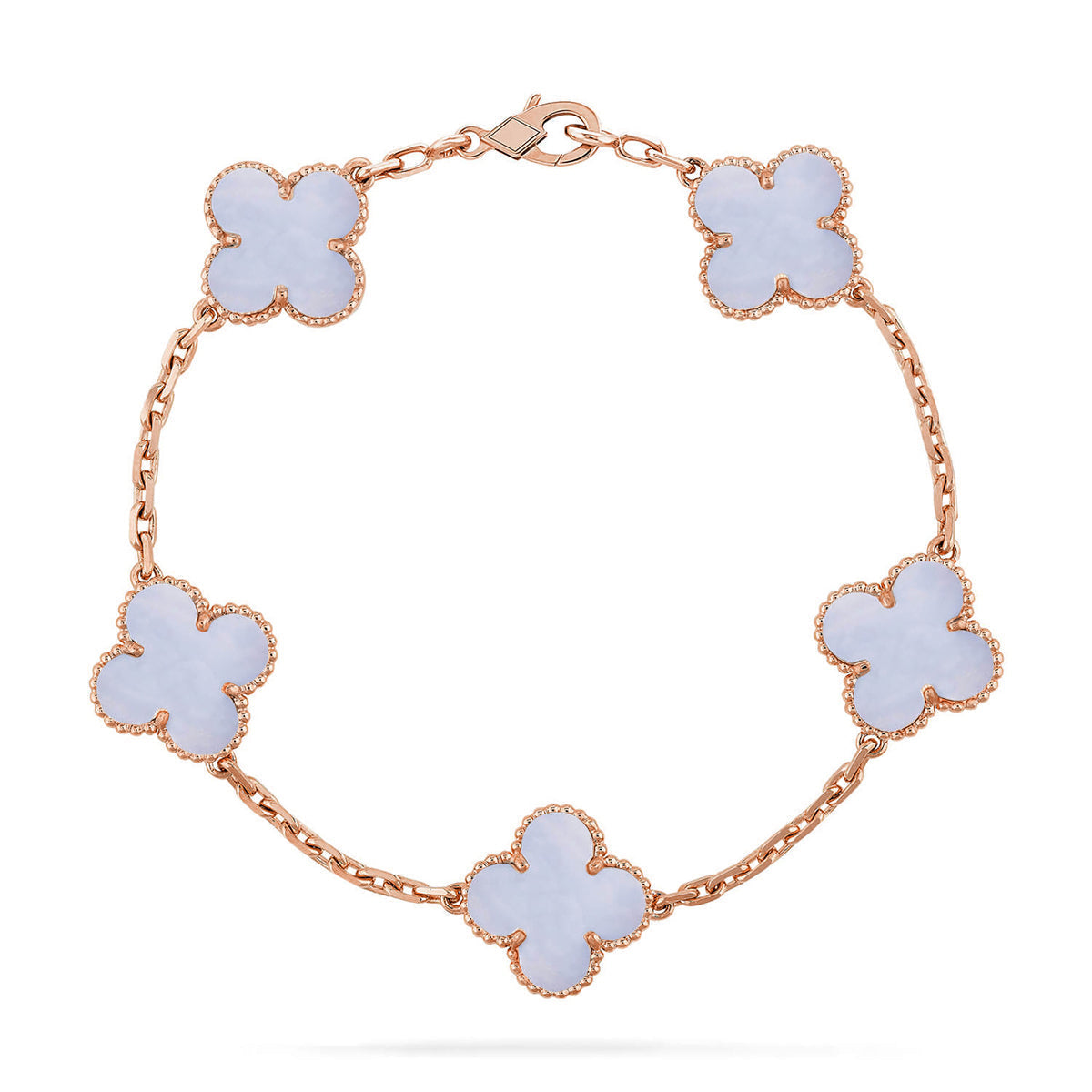 [Glow]New  CLOVER 5 MOTIF PURPLE CHALCEDONY BRACELET COLLECTION
