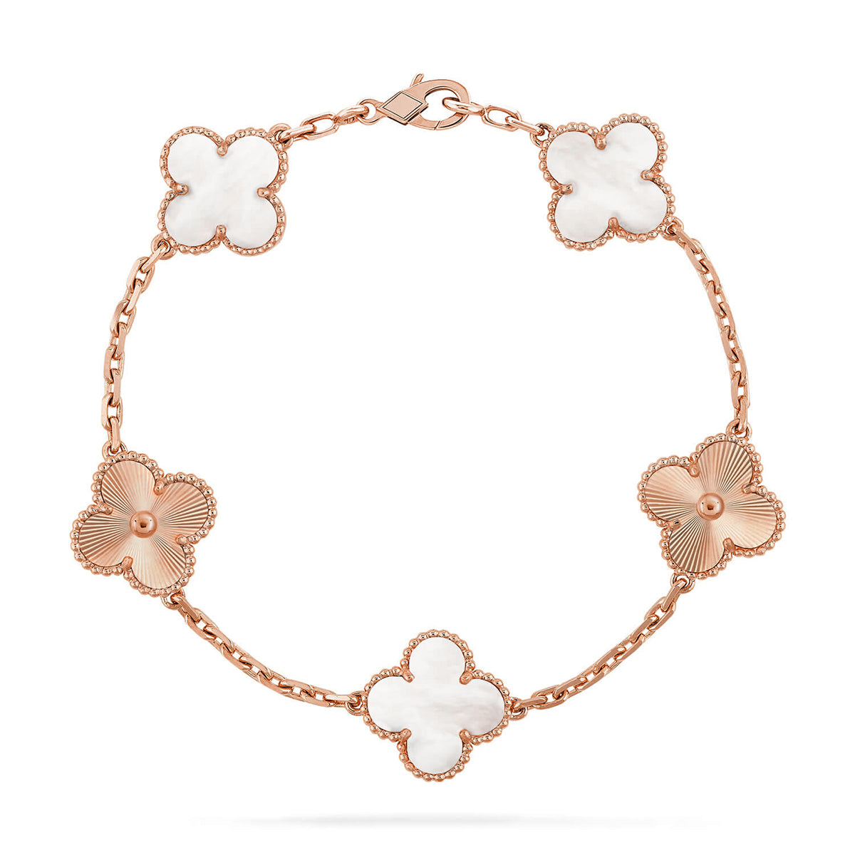 [Glow]New CLOVER WHITE PEARL MOP 5 MOTIF BRACELET COLLECTION