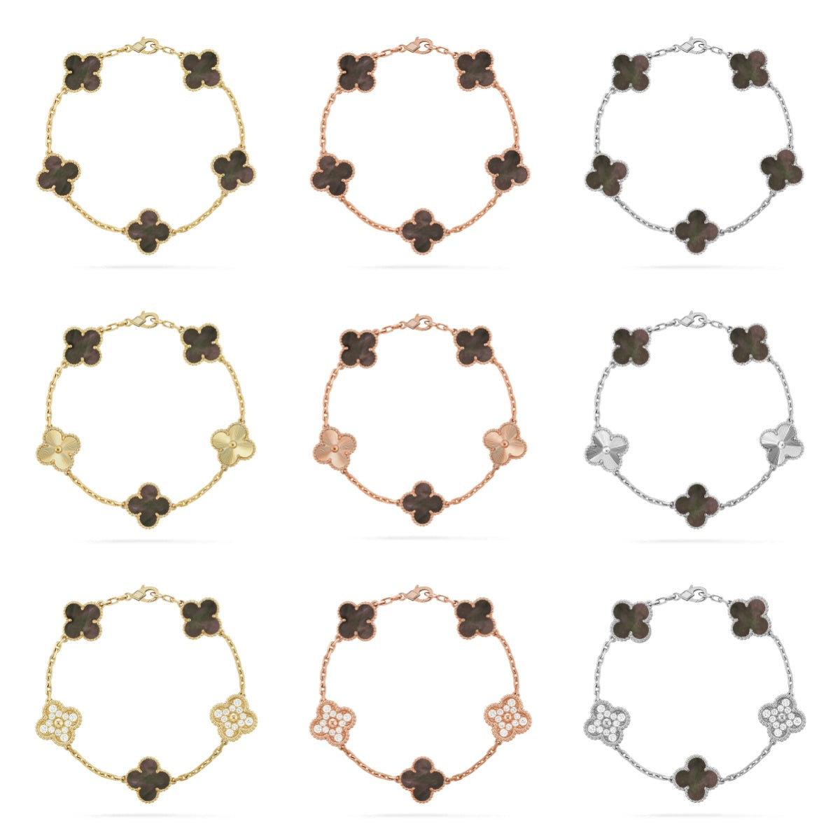 [Glow]New  CLOVER 5 MOTIF GRAY MOP BRACELET COLLECTION