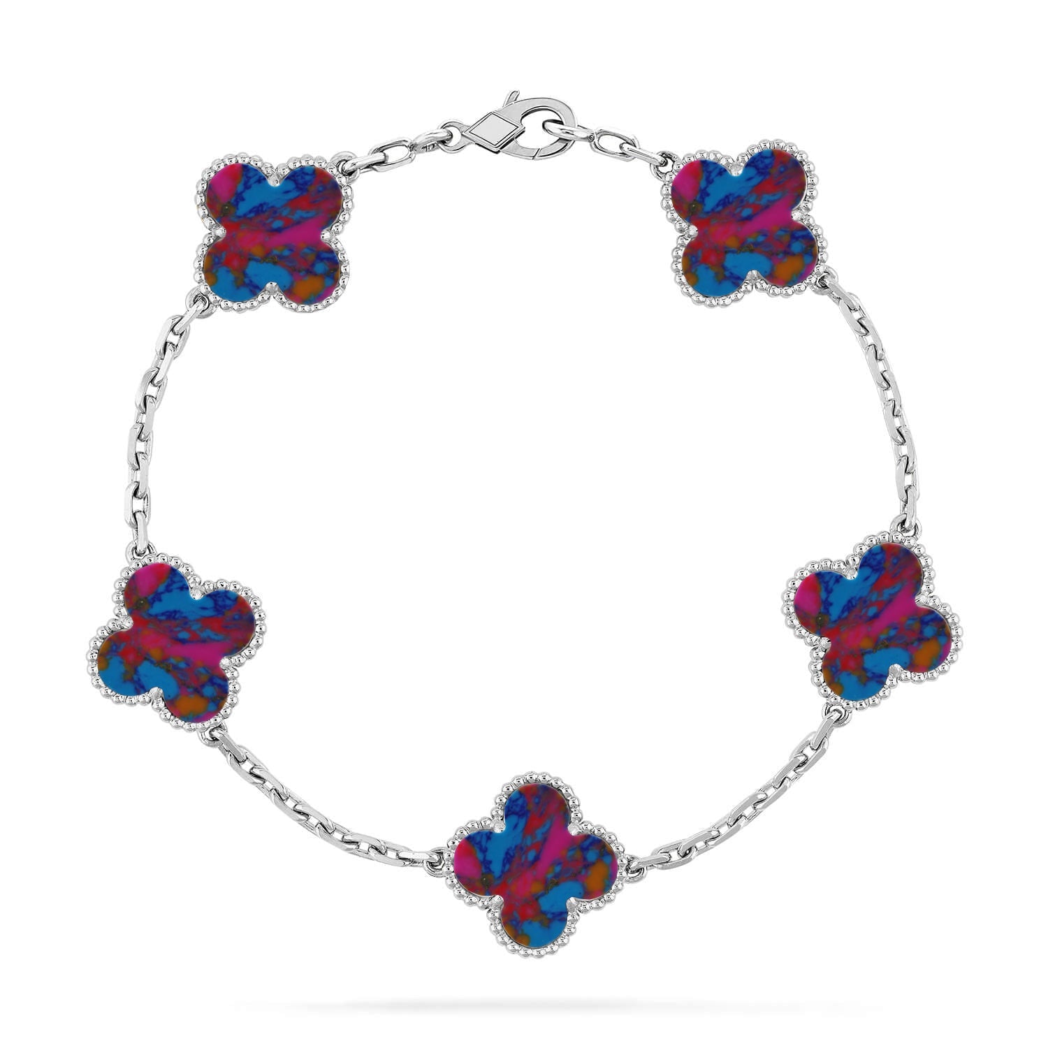 [Glow Jewelry]CLOVER 5 MOTIF COLOR GEMSTONES BRACELET COLLECTION