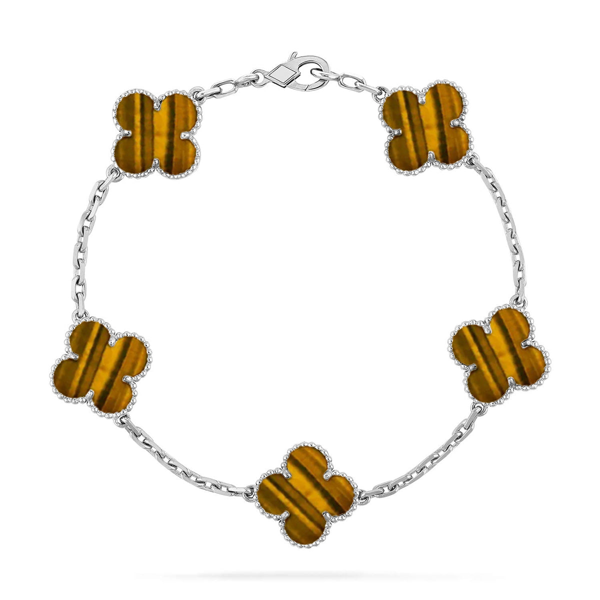 [Glow Jewelry] CLOVER 5 MOTIFS TIGER EYE BRACELET COLLECTION