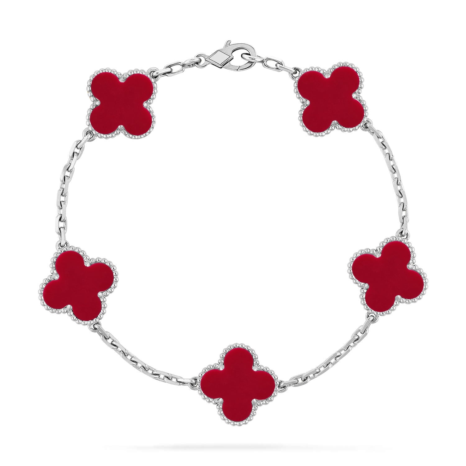 [Glow]New  CLOVER 5 MOTIF RED CORNELIAN BRACELET COLLECTION