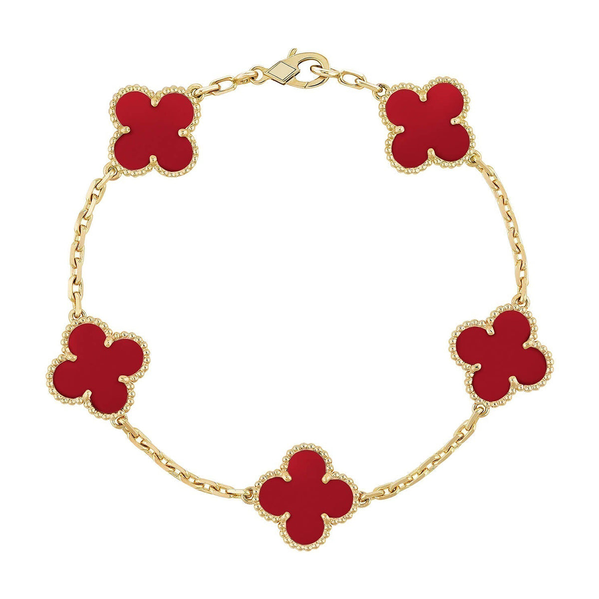 [Glow Jewelry] CLOVER 5 MOTIF RED CORNELIAN BRACELET COLLECTION