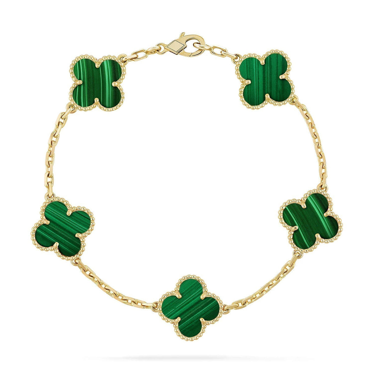 [Glow Jewelry] CLOVER 5 MOTIF MALACHITE BRACELET COLLECTION