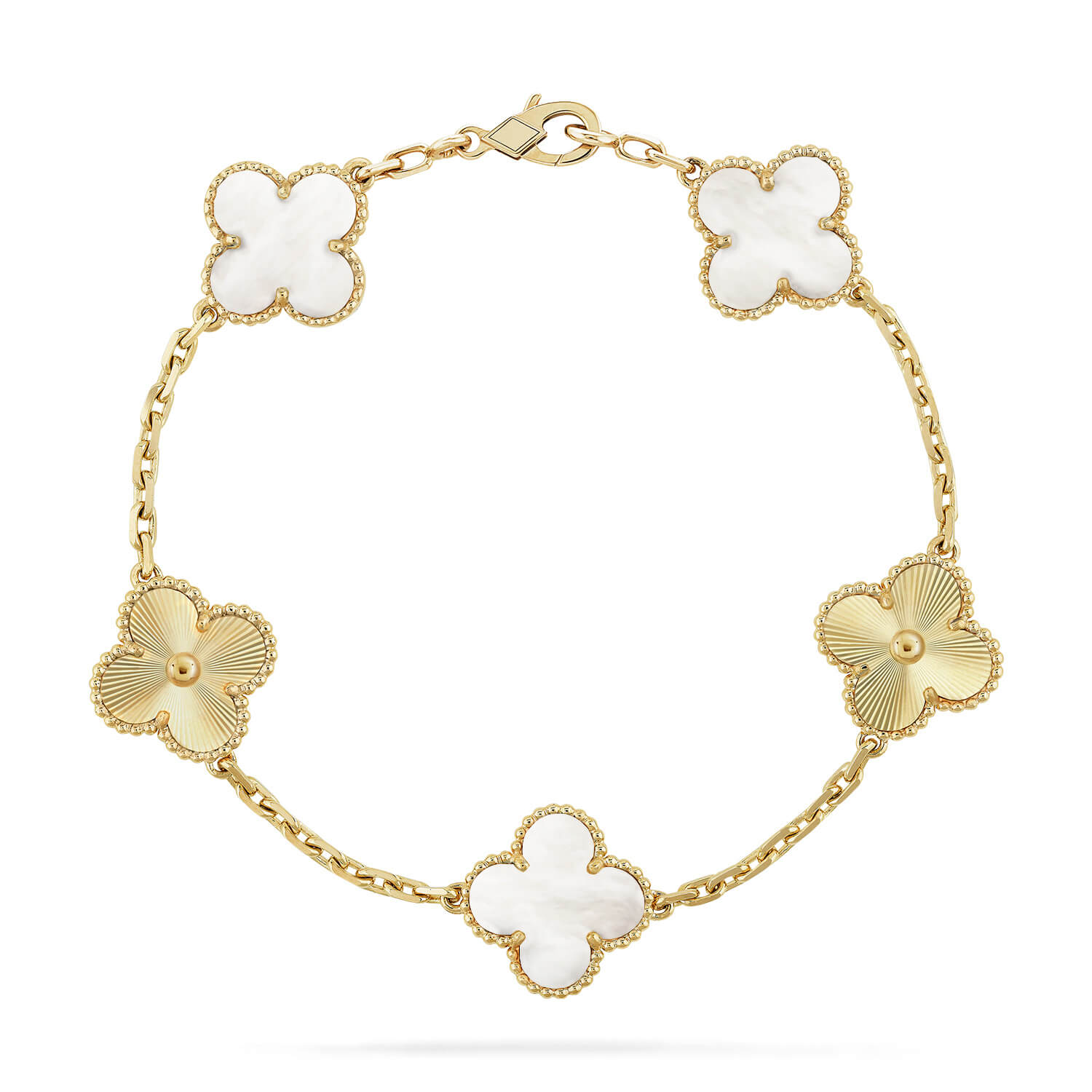 [Glow Jewelry]CLOVER WHITE PEARL MOP 5 MOTIF BRACELET COLLECTION