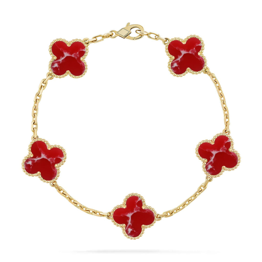 [Glow]New CLOVER 5 MOTIF RED PATTERN BRACELET COLLECTION