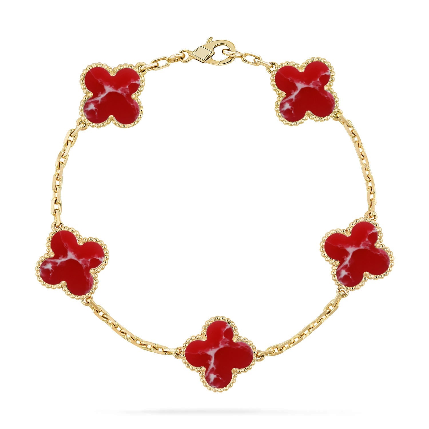[Glow]New CLOVER 5 MOTIF RED PATTERN BRACELET COLLECTION