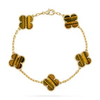 [Glow]New  CLOVER 5 MOTIFS TIGER EYE BRACELET COLLECTION