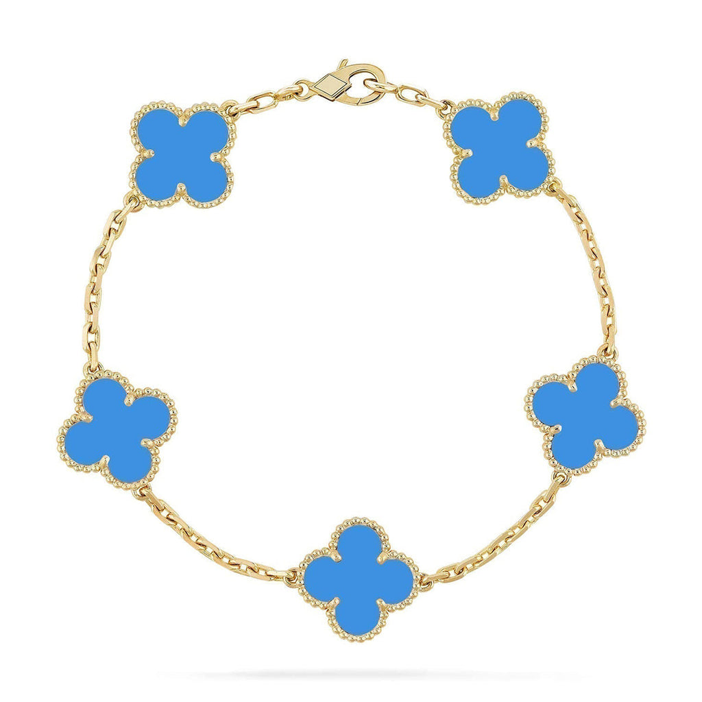 [Glow]New  CLOVER 5 MOTIF BLUE AGATE BRACELET COLLECTION