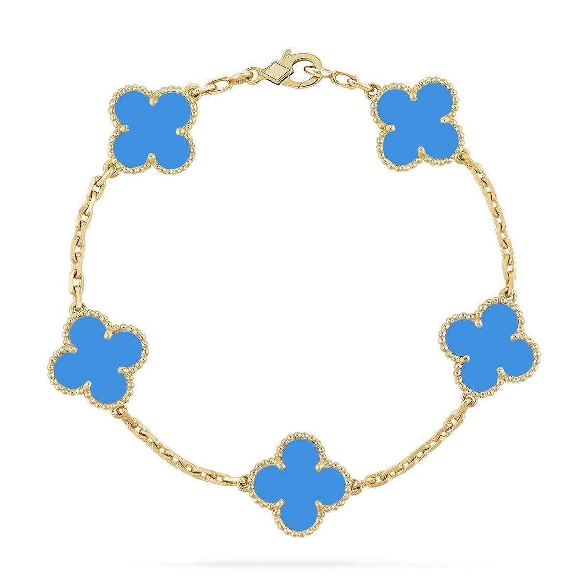 [Glow]New  CLOVER 5 MOTIF BLUE AGATE BRACELET COLLECTION